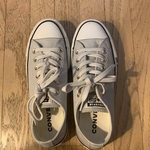 Converse light gray suede platform sneakers